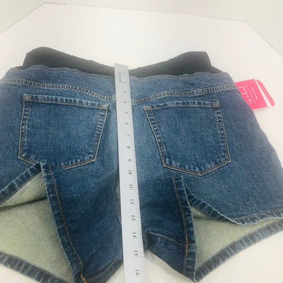 Isabel Maternity Women's Size 12 Crossover Panel Bermuda Blue Denim Short New - Picture 12 of 16